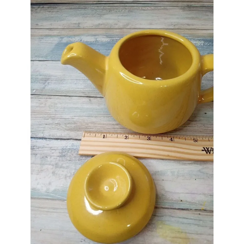Vintage Frankoma Pottery Teapot‎ Yellow 2 Cup Mid Century Modern 6J